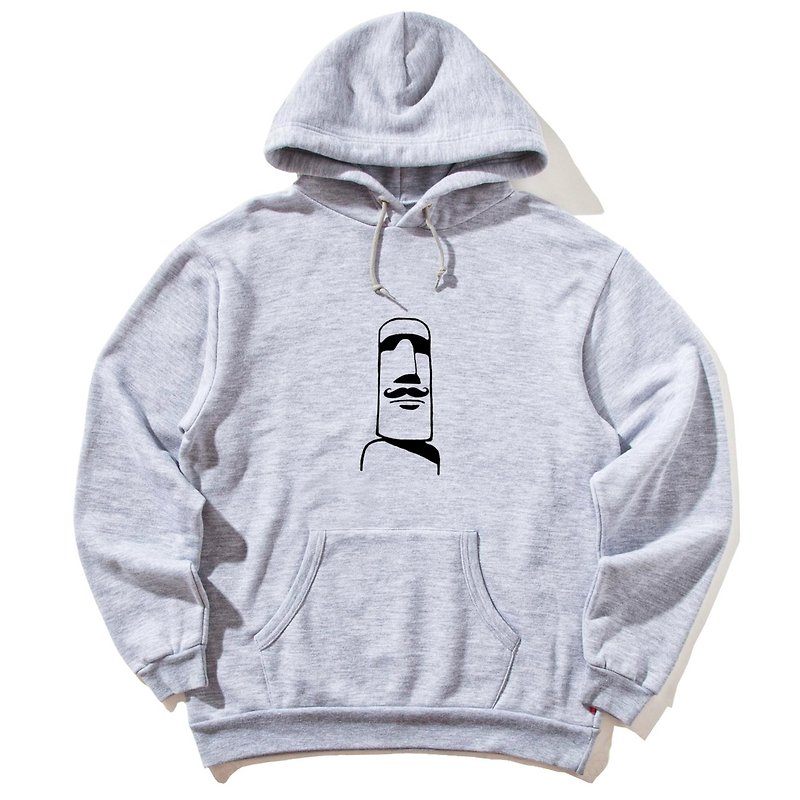 Moai Mustache Gray hoody sweatshirt - Unisex Hoodies & T-Shirts - Other Materials Gray