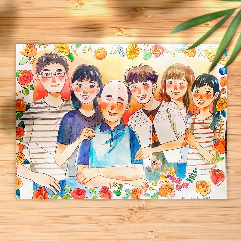 [Customized paintings] Warm like paintings for large families and groups - Customized Portraits - Paper Multicolor