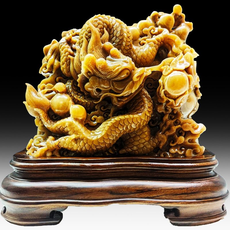 【龍宮舍利】龍王巧雕 融合之王 七星龍王之一 空間氣場穩定場域 - 擺飾/家飾品 - 石頭 卡其色