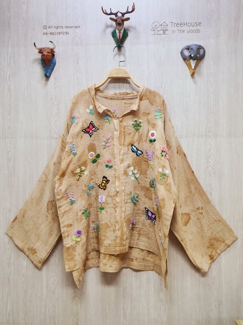 TreeHouse In The Woods 手工刺繡連衣裙、各種花卉、蝴蝶