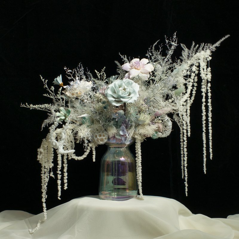 Winter Frost Series - Preserved Flower Arrangement Snowfall - ช่อดอกไม้แห้ง - พืช/ดอกไม้ ขาว