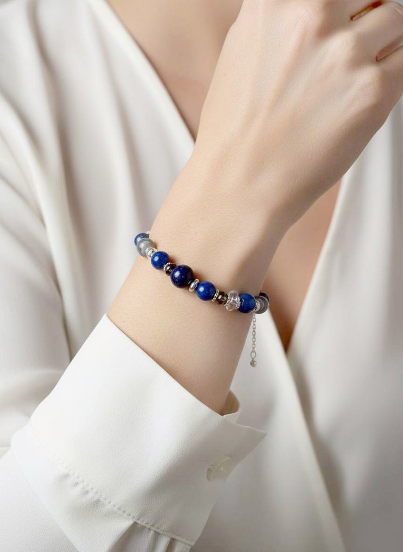 生命靈數6號 開運手鍊 | 青金石×天然石 | 靛藍色能量與愛的象徵 - 手鍊/手環 - 半寶石 藍色
