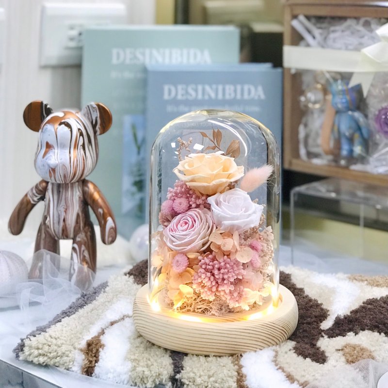 玫瑰永生花 玻璃鐘罩 / 客製 / 畢業禮物 / 生日禮物 / 聖誕禮物 - 乾燥花/永生花 - 植物．花 