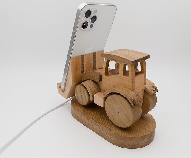 Wooden Phone Stand Holder for iPhone and Android. Oak Wood.
