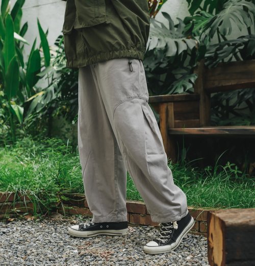小我私服 ALLGENDER 山系部落側下折寬褲 - 2色 - 灰折