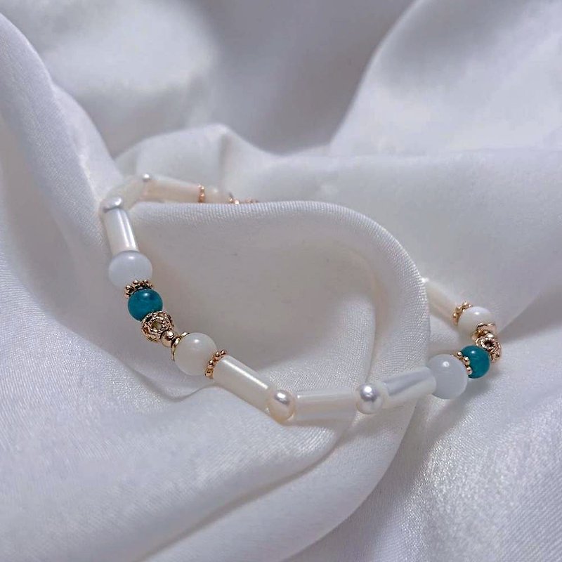 Sunlight antiques pay only for the brilliant you/ Stone bracelet/pearl bracelet/jade - Bracelets - Semi-Precious Stones White