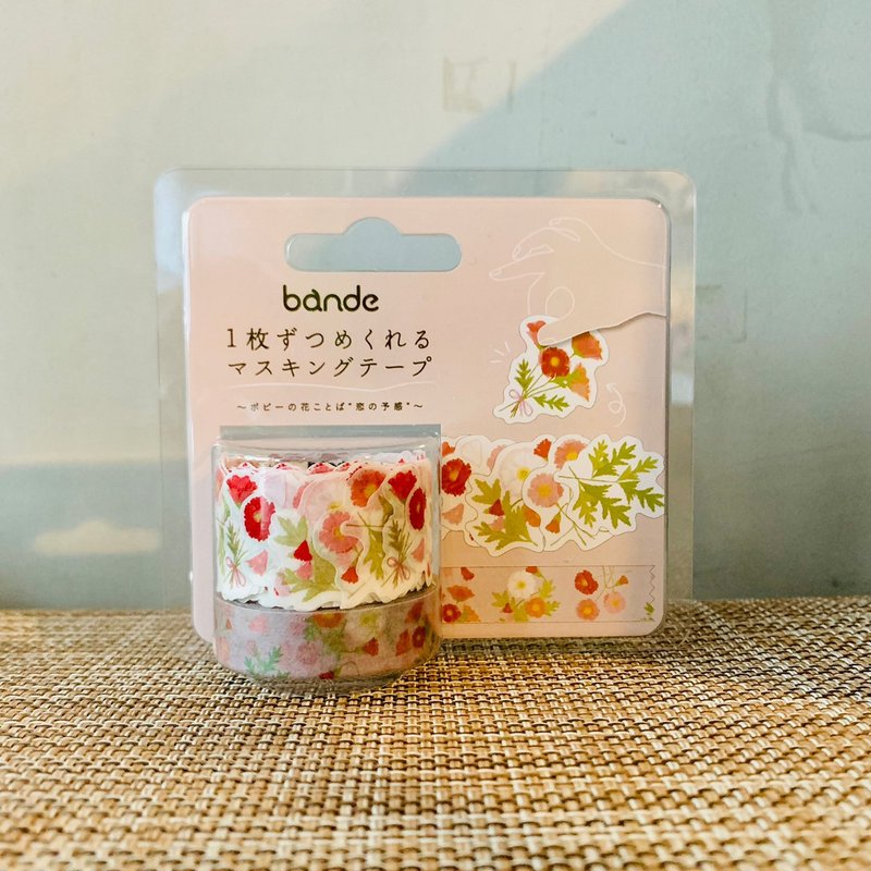 【bande】和紙膠帶貼紙套組 - BDA649 虞美人花語 戀愛的預感 - 貼紙 - 紙 