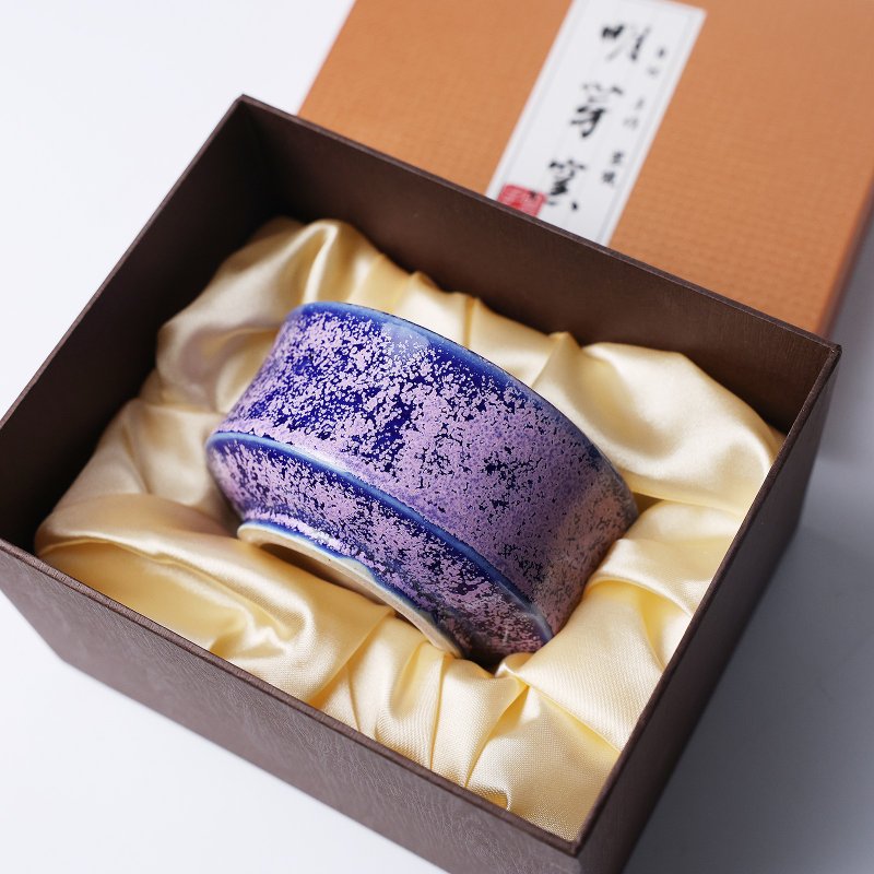 明芽窯 | 藍夜星空 淺皿 藍 紫 陶器 食器 手作陶藝禮盒 H12 - 茶壺/茶杯/茶具 - 陶 藍色