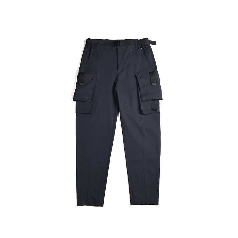 oqLiq - AdHeRe - Functional roll multi-pocket harness pants (black) - กางเกงขายาว - วัสดุอื่นๆ สีดำ