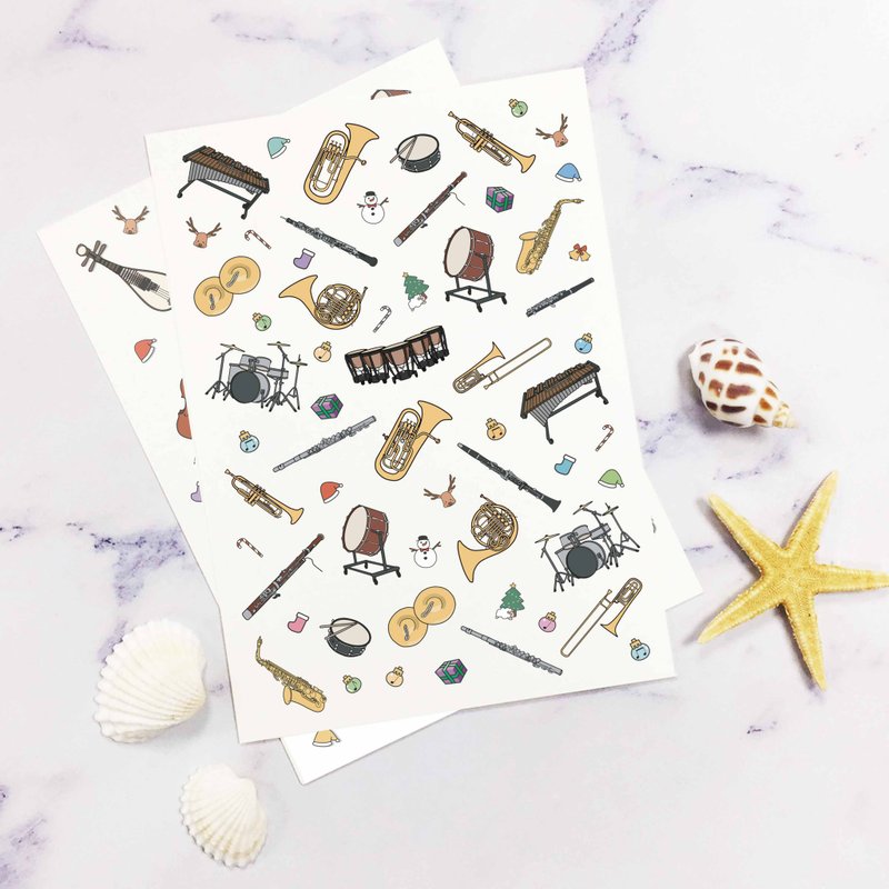 WD colorful musical instrument postcard - Cards & Postcards - Paper White