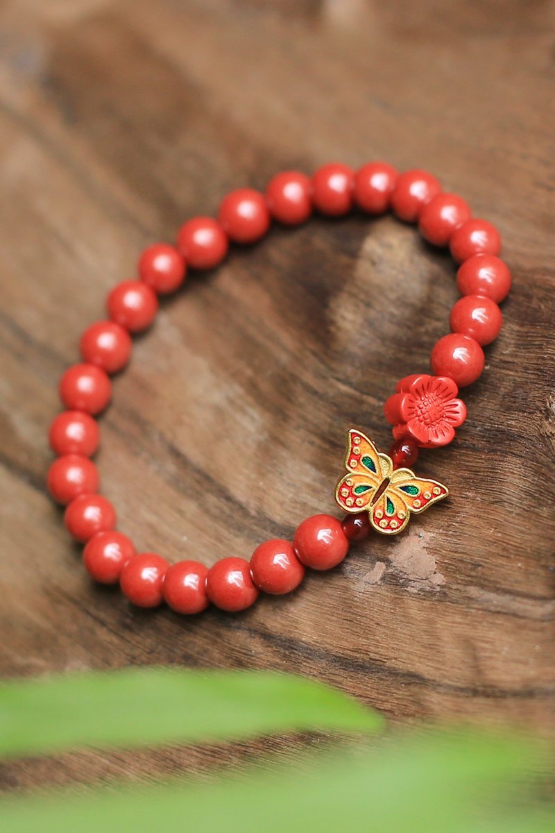 Spring and Autumn Handmade Kumihimo| Emperor Sand Gold Butterfly | Good Luck - Bracelets - Stone 