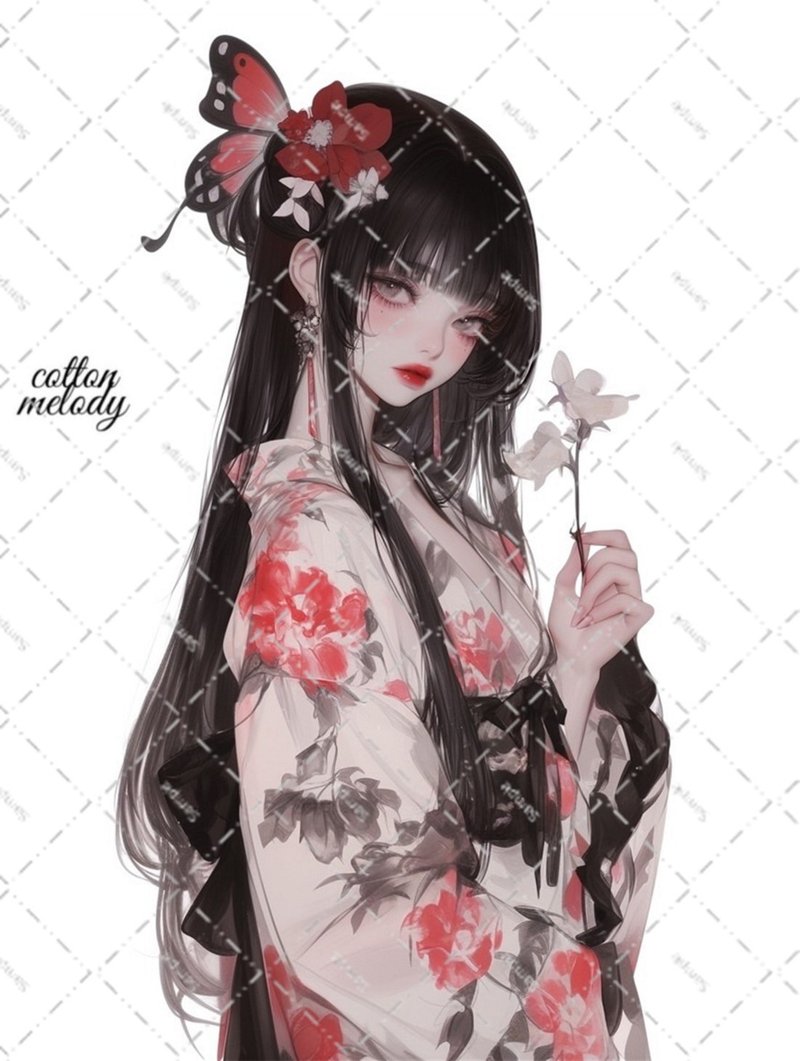 original sticker no.6422 人物ステッカー オリジナルステッカー 人物ステッカー 女の子ステッカー オリジナル人物ステッカー - 貼紙 - 紙 