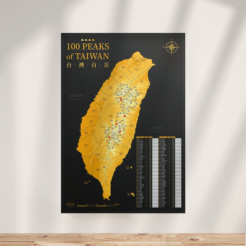 Taiwan Baiyue Map Poster (Sticker) - Collect Your Baiyue Journey - Posters - Paper Multicolor