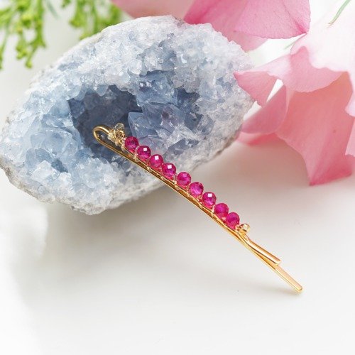 Jewel hairpin with synthetic rubies Manuela - 設計館lipattijewelry