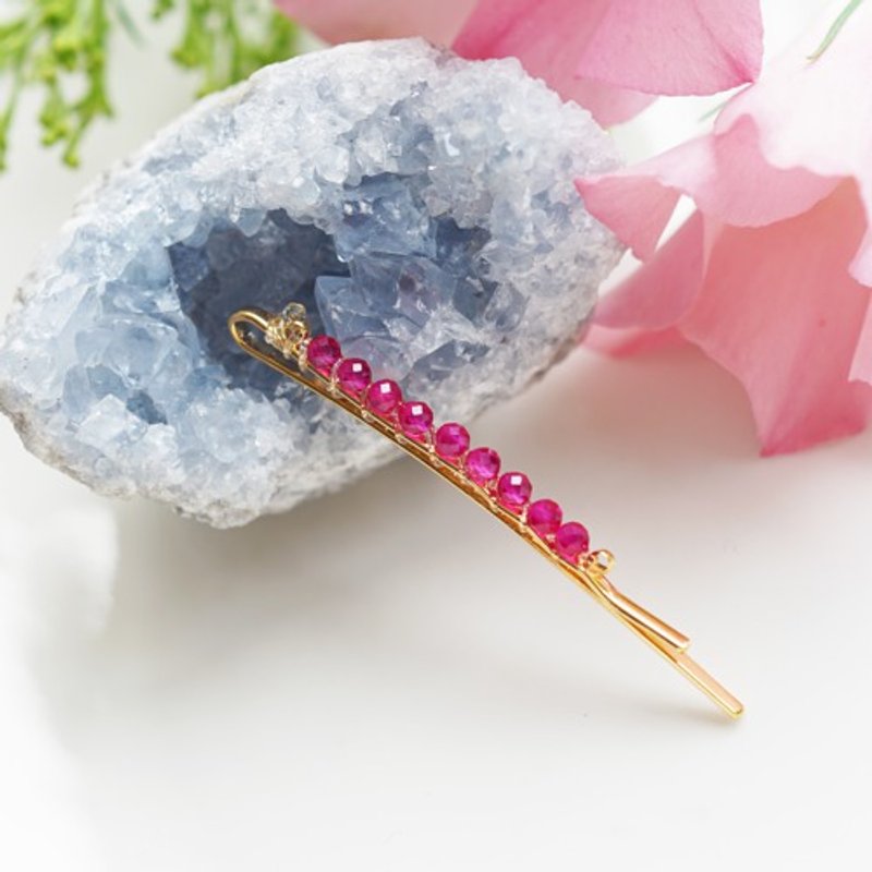 Jewel hairpin with synthetic rubies Manuela - Hair Accessories - Gemstone Red