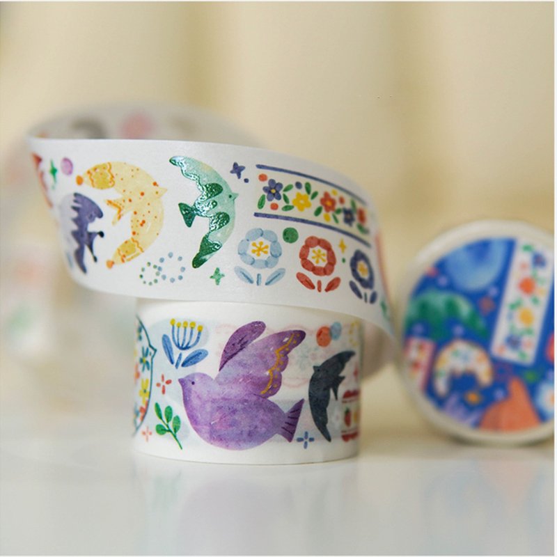 Asuka Washi Tape - มาสกิ้งเทป - กระดาษ สีน้ำเงิน