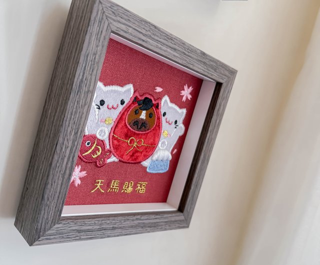 刺繍　絵画　朱華　額縁 刺繍絵画朱華額縁