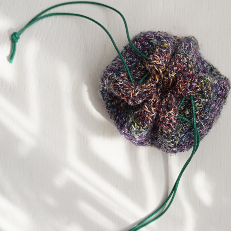 Ba-ba (m) Crochet Mini Drawstring bag No.KPO5_2 - 化妝包/收納袋 - 其他材質 藍色