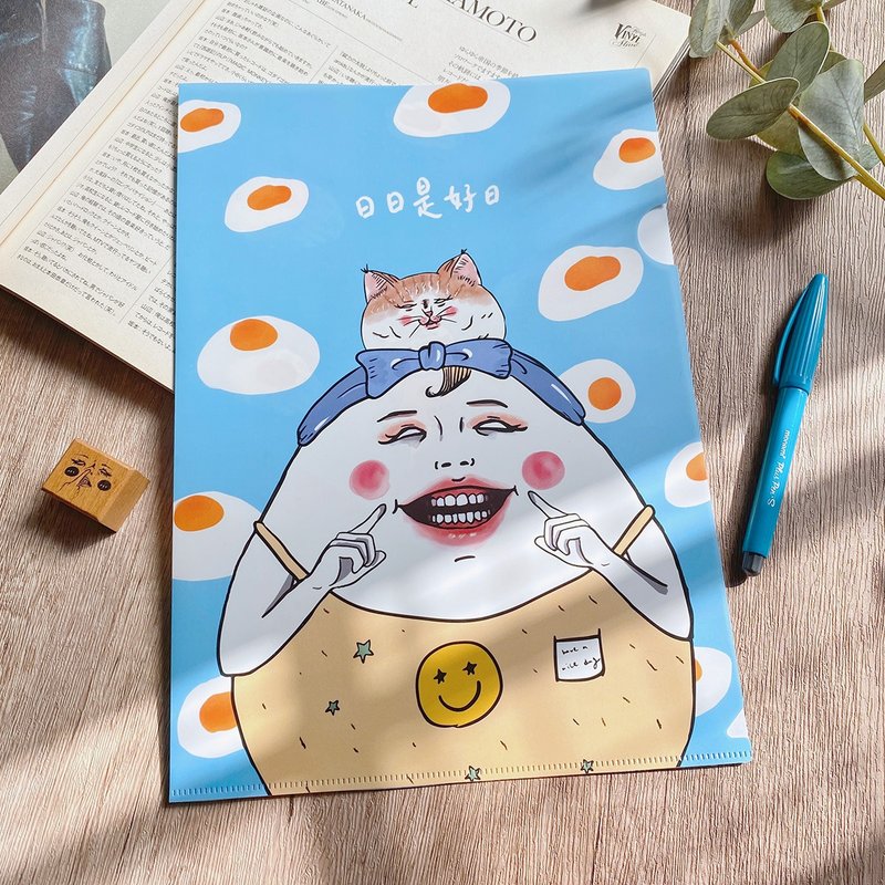 日日是好日 A4 L型資料夾 - 文件夾/資料夾 - 陶 藍色