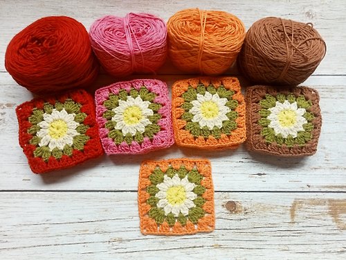 Sasideni Design Crochet Granny Square Daisy Flower PDF Pattern - Instant Download