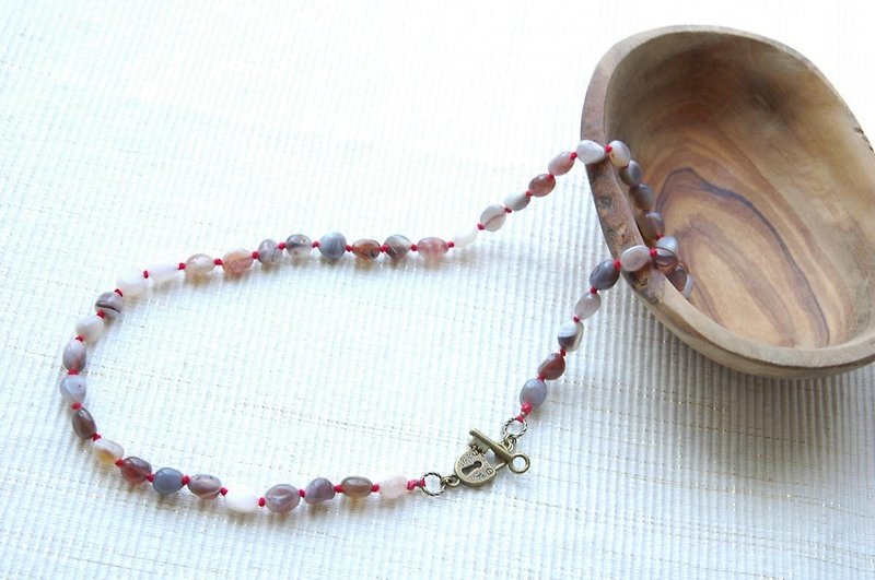 しま瑪瑙のネックレス（赤） - ネックレス - 宝石 