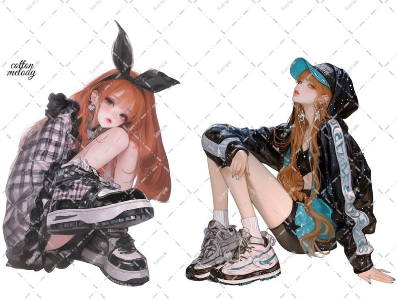 original sticker no.6341 人物ステッカー オリジナルステッカー 人物ステッカー 女の子ステッカー オリジナル人物ステッカー - 貼紙 - 紙 
