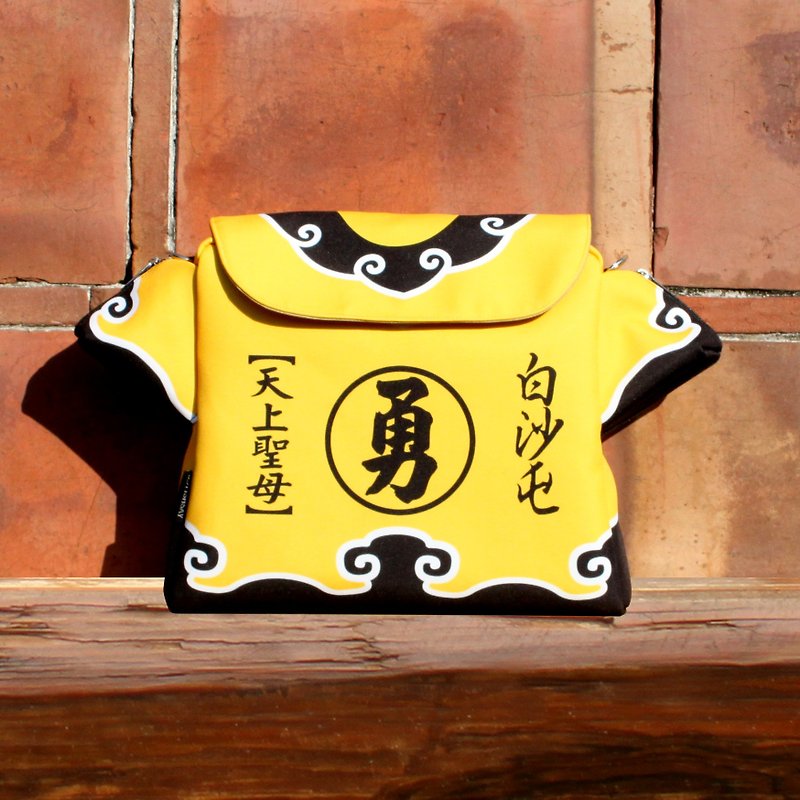 【 勇 】系列白沙屯轎班衣媽祖包 (大) - 側背包/斜孭袋 - 聚酯纖維 黃色