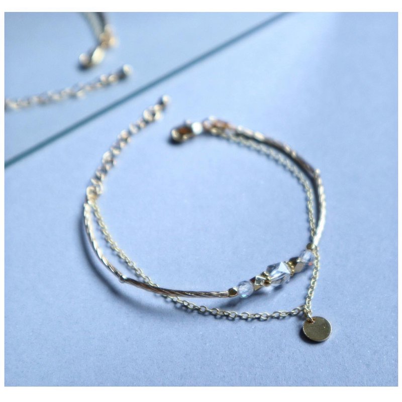 |Simple Temperament|White Crystal|Bracelet x Small Chain|Peace of Mind|Purify Environment|Enhance Positive Energy| - สร้อยข้อมือ - คริสตัล สีใส