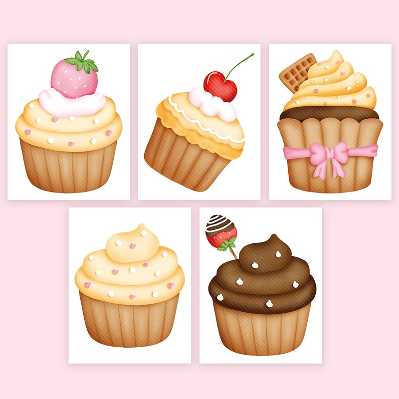 fairy's strawberry muffin 5 types mix (honne market) - 貼紙 - 紙 粉紅色