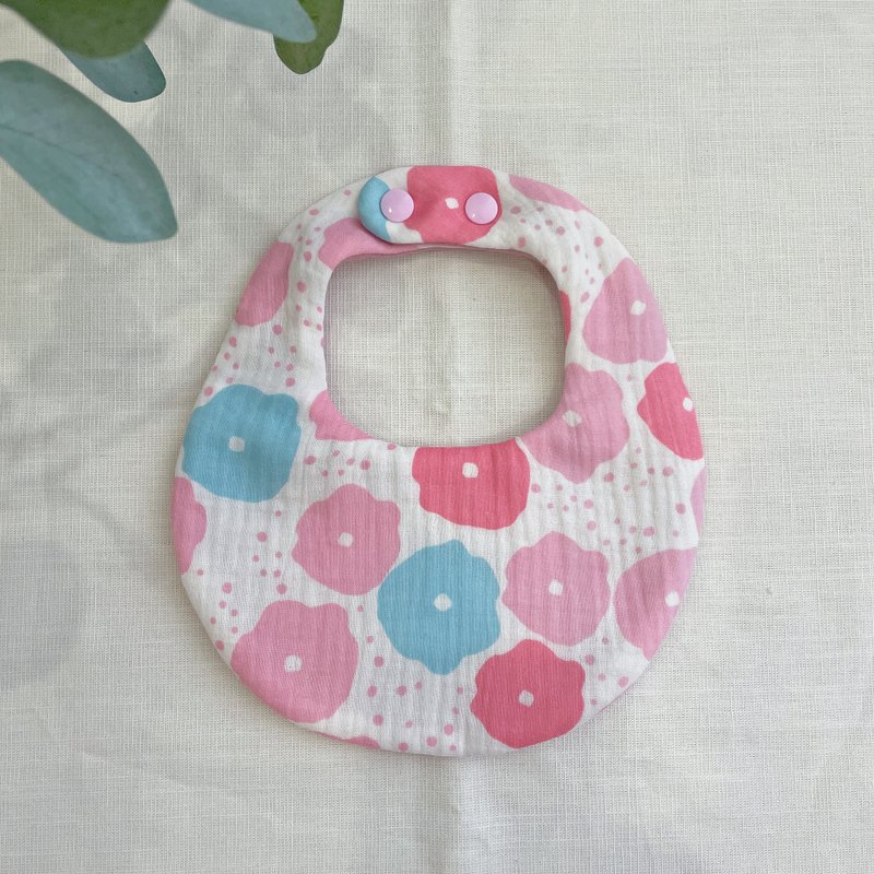 Eight-layer gauze bib with cute crushed flowers and saliva towel - ผ้ากันเปื้อน - ผ้าฝ้าย/ผ้าลินิน สึชมพู