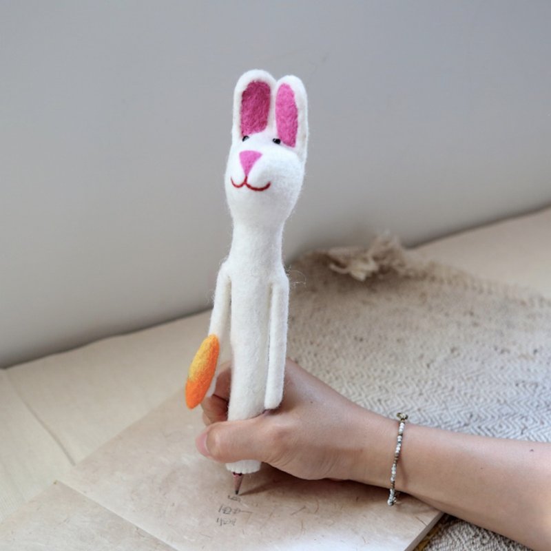 Wool Felt Pen Case・White Rabbit - กล่องดินสอ/ถุงดินสอ - ขนแกะ ขาว