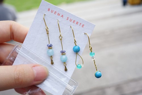 海の戴冠式-<イエロー>イヤリング（パンジーブルーストーン