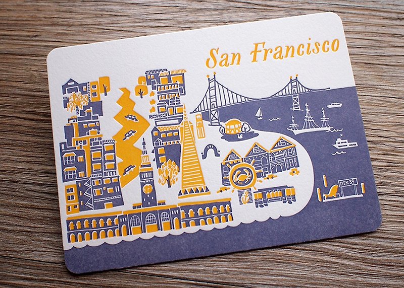 トラベルレタープレスポストカード-サンフランシスコ - カード・はがき - 紙 多色
