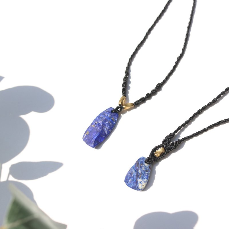 Lapis Lazuli Minimalist Wax Thread Braided Necklace - Necklaces - Crystal Blue