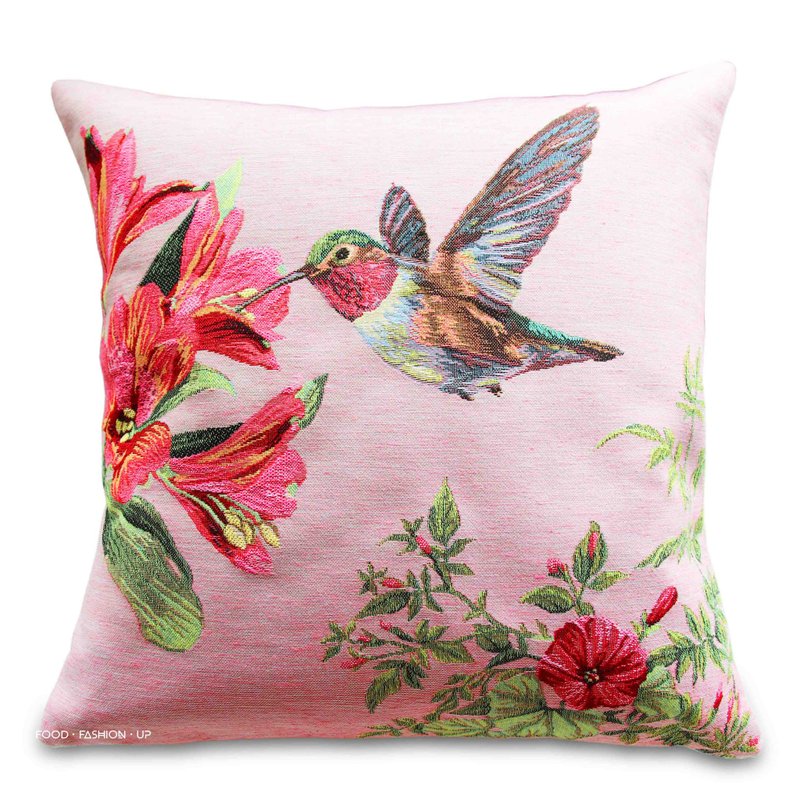 European Royal Jacquard Cushion Limited Edition 1 Little Hummingbird A Forest Elf Cushion New Year Gift - หมอน - ผ้าฝ้าย/ผ้าลินิน 