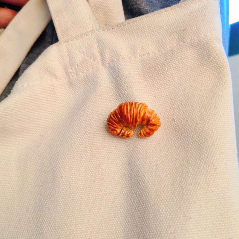 minita* Mini Croissant Bread Multi-Flavor High Simulation Charm Charm Pin Healing Small Object - Lanyards & Straps - Clay Orange