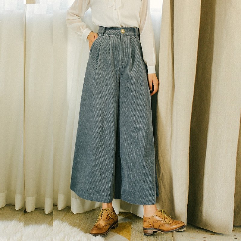 2018 autumn women's new solid color corduroy wide leg pants - กางเกงขายาว - วัสดุอื่นๆ 