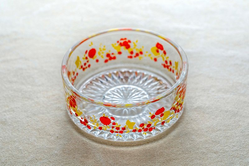 日本製 昭和小花玻璃皿 全新未使用 台灣免運 - 玻璃杯 - 玻璃 透明
