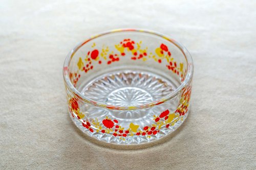 小小舊貨市集 日本製 昭和小花玻璃皿 全新未使用 臺灣免運