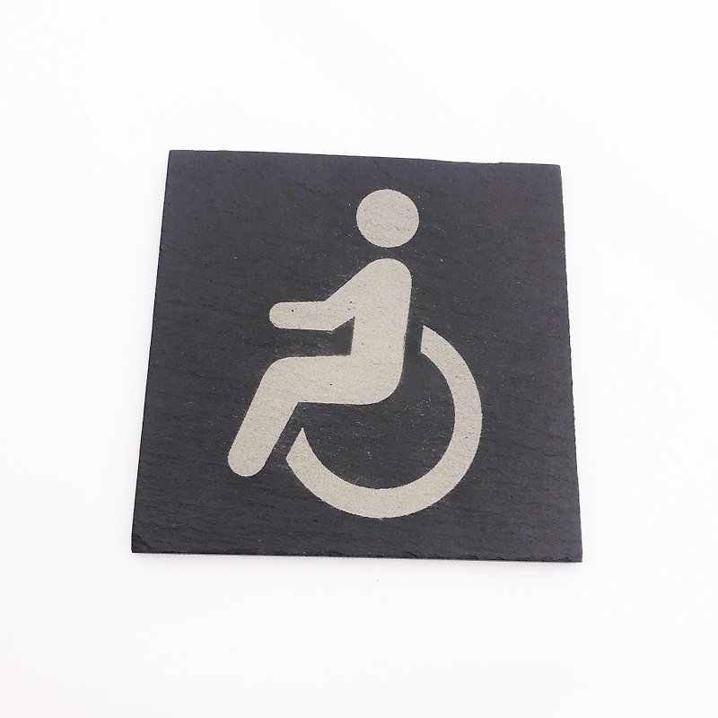 無障礙標示牌 殘障標示牌 公共設施標示牌 廁所指示牌 化妝室掛牌 - 壁貼/牆壁裝飾 - 石頭 黑色