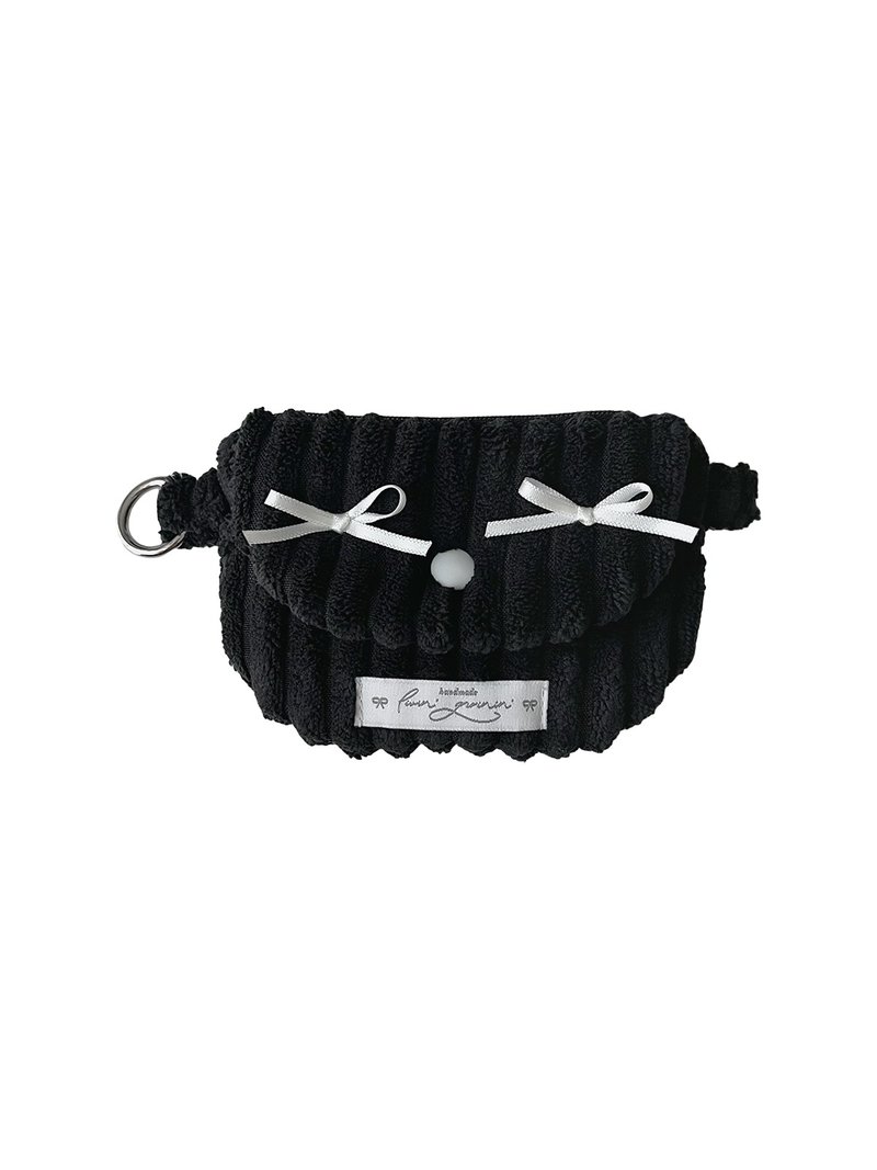 溫暖燈芯絨 Ribbon ver. _純黑 - 錢包/皮夾/長短夾 - 棉．麻 黑色