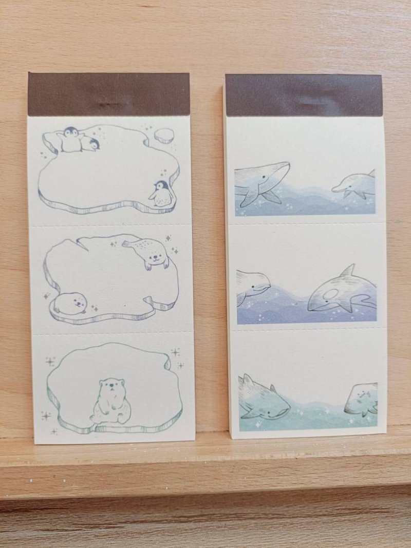 便籤本(鯨魚/北極)12.7X5.6CM/50PiC - 便條紙/便利貼 - 紙 多色