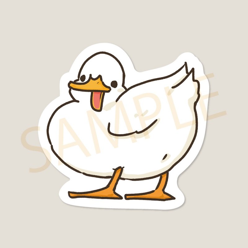 Looking Back Mochi mochi ducks water resistance sticker - Stickers - Waterproof Material 