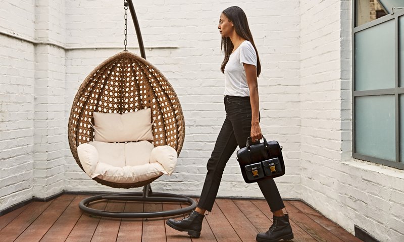 WILL 軟黑牛皮摩登雙層拉鏈公文包 小號 - 後背包/背包/書包 - 真皮 黑色