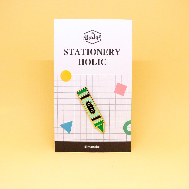 Dimeng Qi - Stationery control badge [crayon / green] - Badges & Pins - Other Metals Multicolor