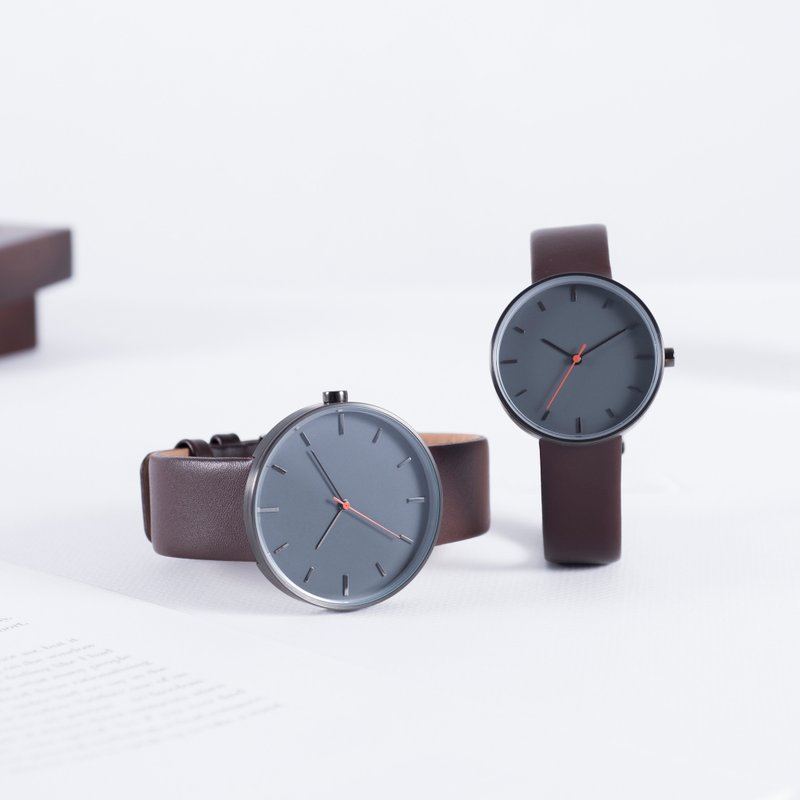 Minimal Watches : Cafe' Collection Vol.02 - Hot Chocolate - นาฬิกาผู้หญิง - หนังแท้ สีเทา