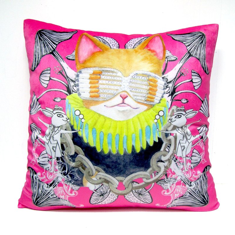 "Gookaso" blue bunny cartoon printing Earl pillow 45x45cm original design - Pillows & Cushions - Polyester Pink