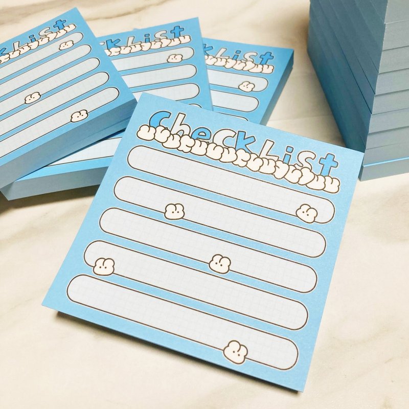Mini KKAMI Checklist Blue memo pad - Korean Cute Diary note pad (lintam) - 便條紙/便利貼 - 紙 藍色