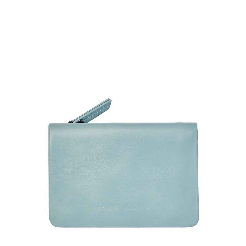 STATUS ANXIETY -  IS NOW BETTER Cowhide Leather Wallet - sky - กระเป๋าสตางค์ - หนังแท้ สีน้ำเงิน