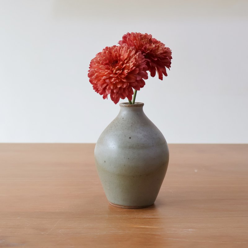 碧玉 柴燒陶小花瓶 - 花瓶/花器 - 陶 綠色
